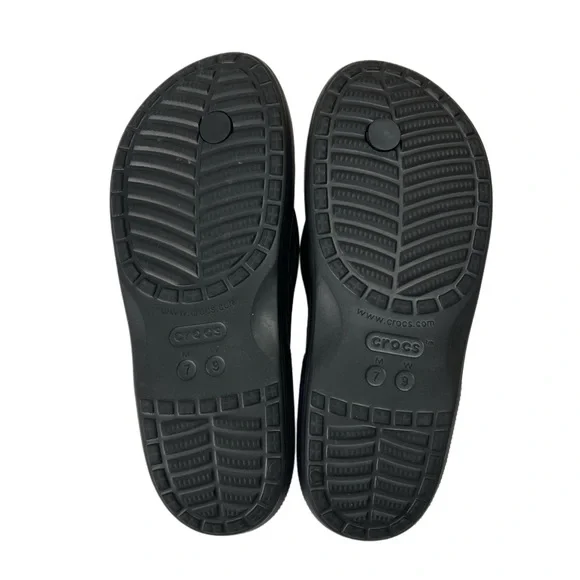 Crocs Thong Flat Black Slide Pool Outdoor Sandals Unisex M 7 W 9 - Picture 4 of 5
